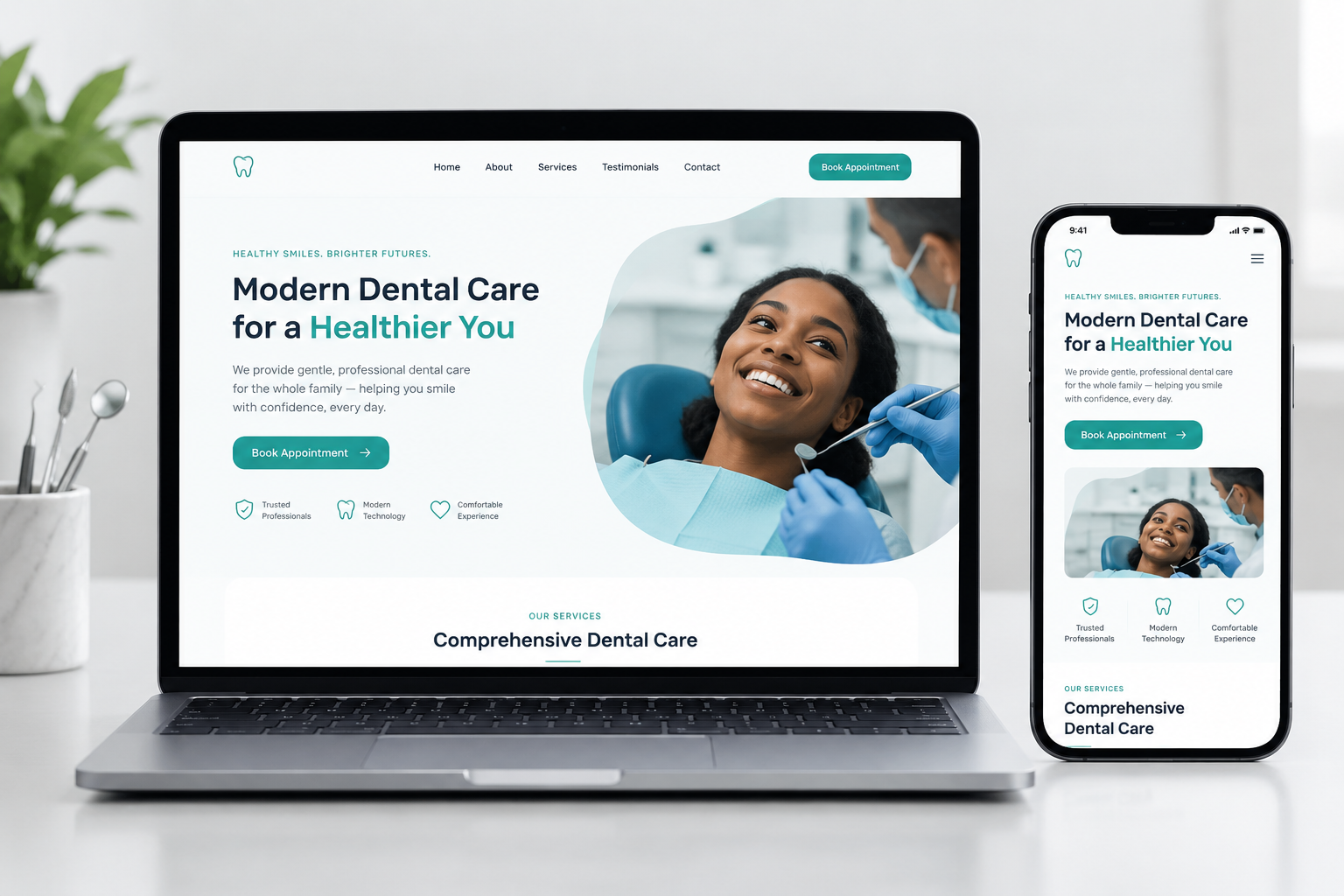 A dental practice website designed to turn visitors into booked patients